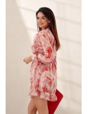 Two-piece dress with floral motifs, red PR98548 - Online store - Boutique